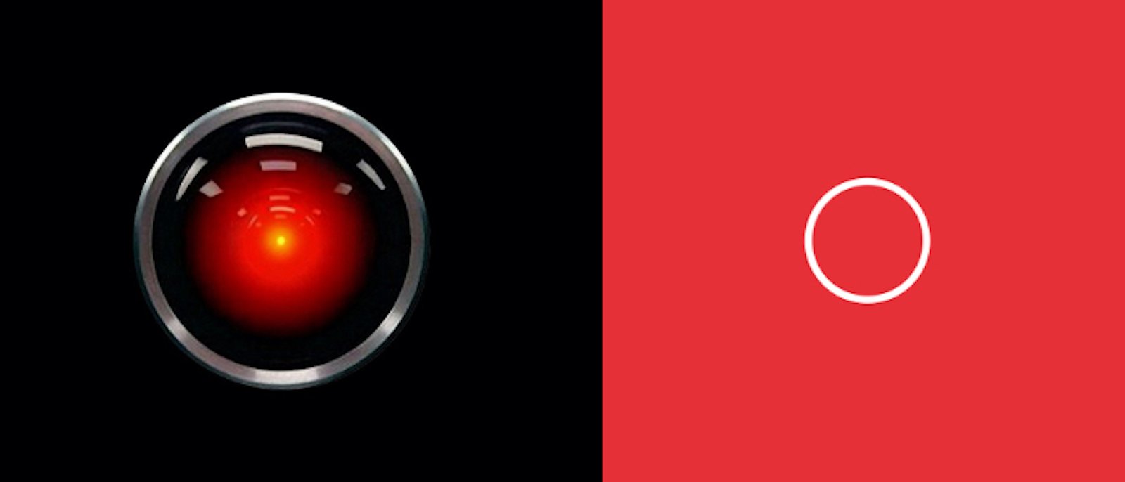 Visual representations of HAL 9000 computer from 2001, and the voice from the movie Her.