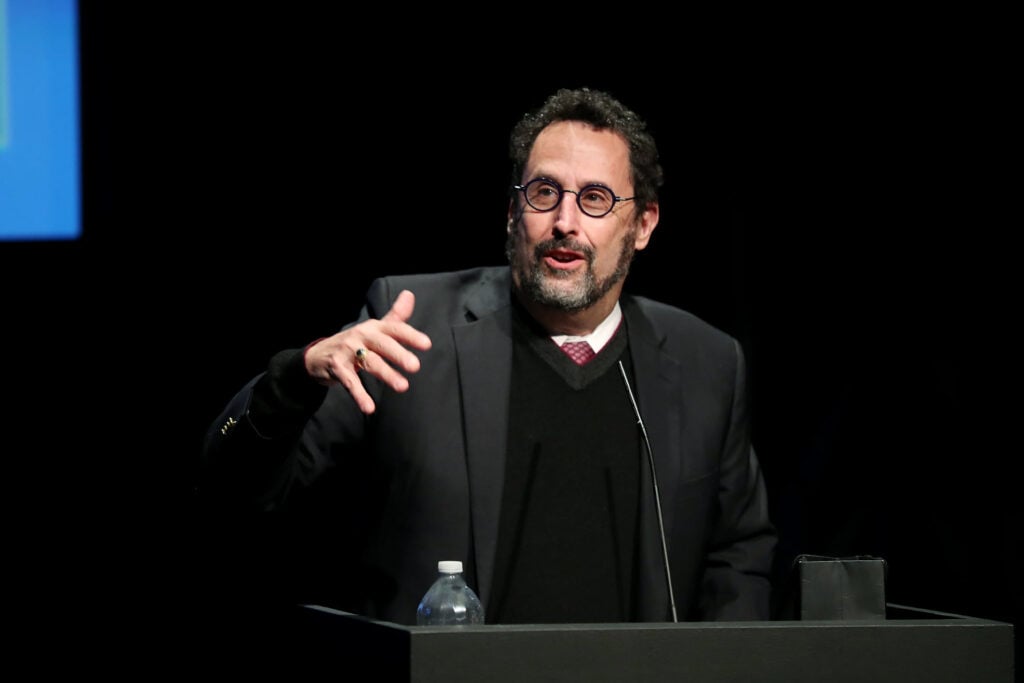 Pictured: In the Redstone Theater, Tony Kushner (playwright and screenwriter of Steven Spielberg's West Side Story). PHOTO by Marion Curtis / StarPix for MoMI